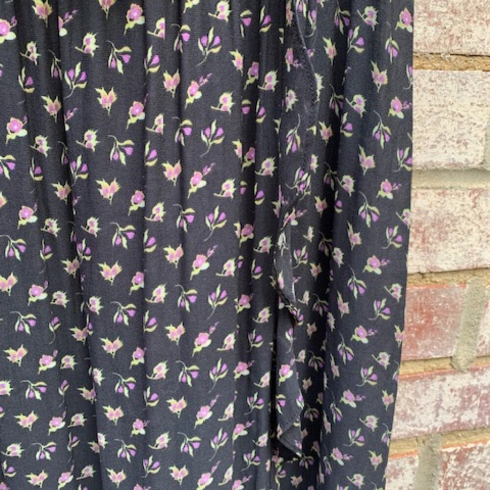 LOFT floral ruffle faux wrap cold shoulder ruffle midi dress size medium - Picture 7 of 14
